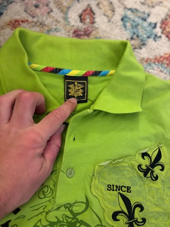 Men's Polo Shirt - Lime Green - Picture 4 of 6